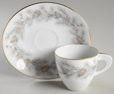 Sierra Pines (Gold Trim) Flat Cup & Saucer Set