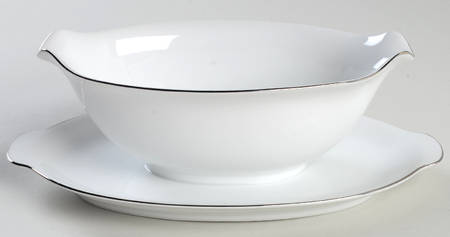 Silver Snow Gravy Boat with Attached Underplate