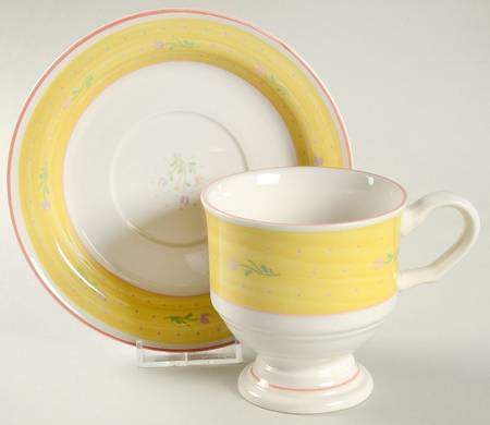 Sorrento Yellow Footed Cup & Saucer Set