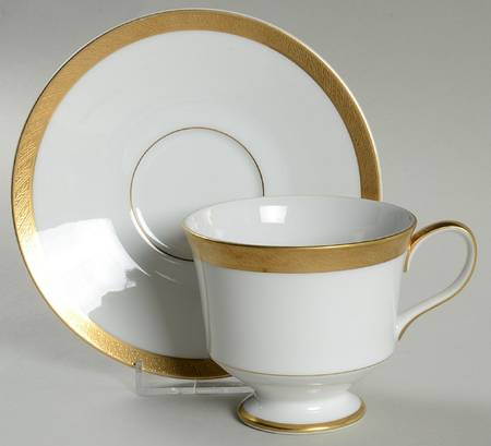 Spun Gold Footed Cup & Saucer Set