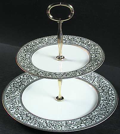 Spanish Lace 6 5/8"-10"  2 Tiered Serving Tray (Dp, Sp) HC