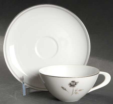Symphony (Platinum Trim) Flat Cup & Saucer Set