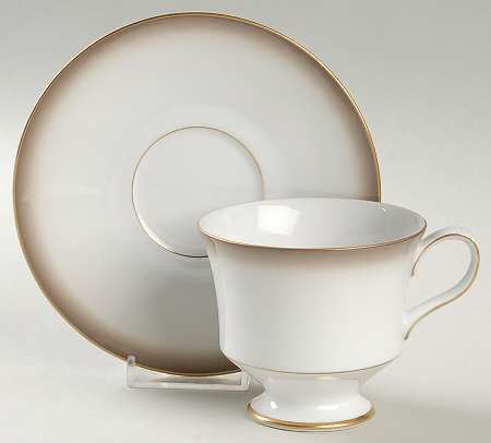 Taupe Mist Footed Cup & Saucer Set