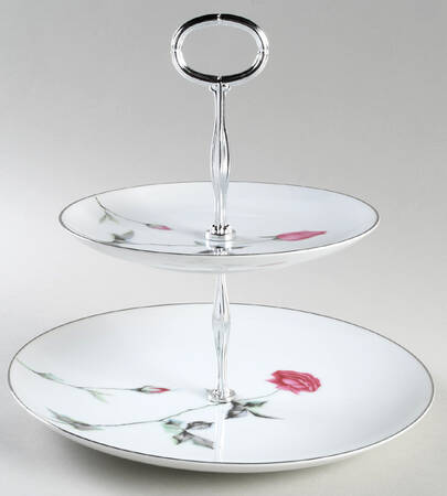 Tea Rose 6 5/8"-10"  2 Tiered Serving Tray (Dp, Sp) HC