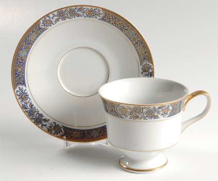 Tiara (Gold Trim) Footed Cup & Saucer Set