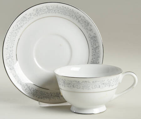 Tiara (Platinum Trim) Footed Cup & Saucer Set