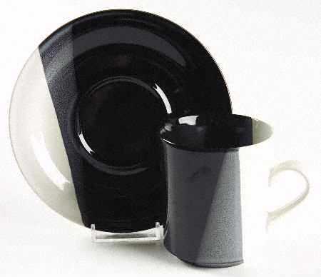 Trio Black Flat Cup & Saucer Set