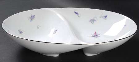 Wood Violet 11" Oval Divided Vegetable Bowl