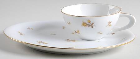 Yellow Chintz Snack Plate & Cup Set