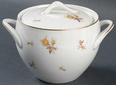 Yellow Chintz Sugar Bowl & Lid