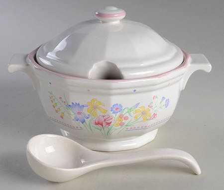 Victorian Flowers Tureen & Lid w/Ladle