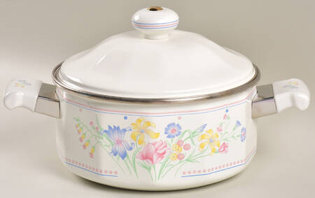 Victorian Flowers 2.5 Quart Metal Covered Saucepan