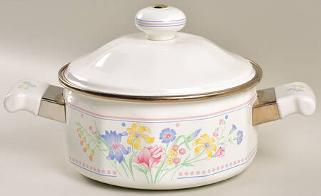 Victorian Flowers 1.5 Quart Metal Covered Saucepan