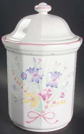 Victorian Flowers Cookie Jar & Lid