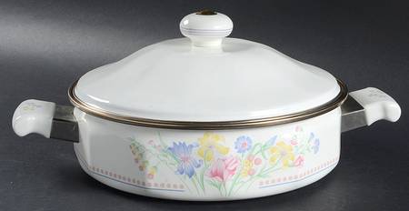 Victorian Flowers 3 Quart Metal Covered Casserole
