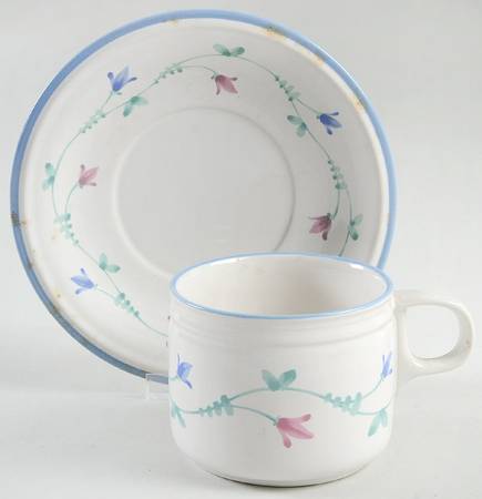 Portofino Blue Flat Cup & Saucer Set