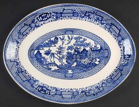 Blue Willow 12" Oval Serving Platter