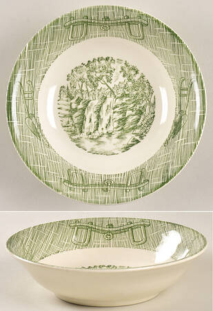 Currier and Ives Green Coupe Cereal Bowl