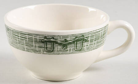 Currier and Ives Green Flat Cup