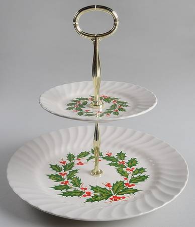 Holly 2 Tiered Serving Tray (Dinner & Salad Plate)