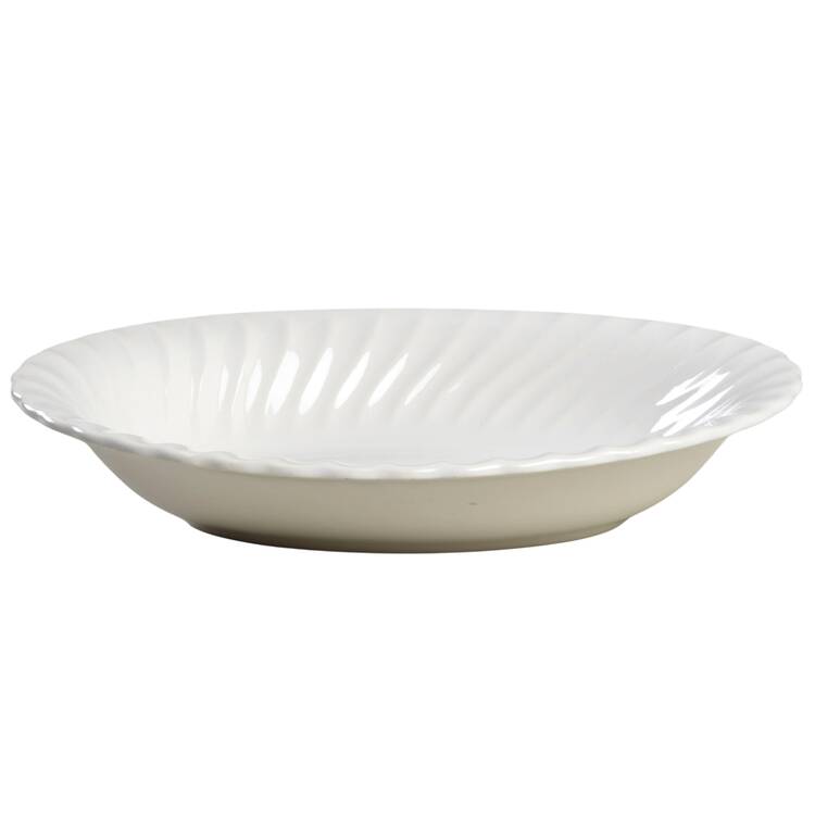 White Swirl 9" Oval Vegetable Bowl by SCIO