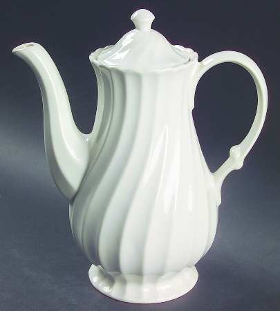 White Swirl Coffee Pot & Lid