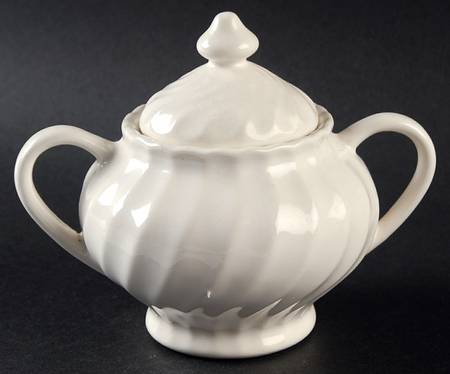 White Swirl Sugar Bowl & Lid