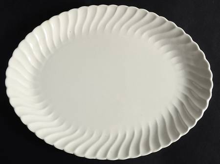 White Swirl 13" Oval Serving Platter