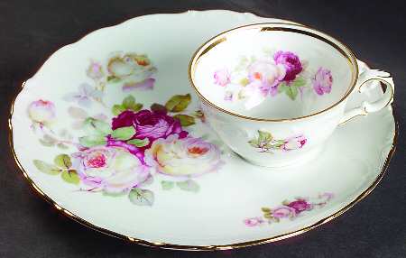 Antique Rose Snack Plate & Cup Set