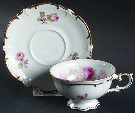 Antique Rose Footed Cup & Saucer Set