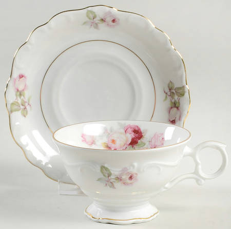 Bavarian Rose-June Rose Footed Cup & Saucer Set