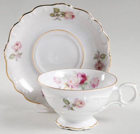 Bavarian Rose-June Rose Footed Cup & Saucer Set