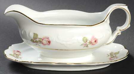Bavarian Rose-June Rose Gravy Boat with Attached Underplate