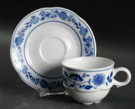 Blue Onion Flat Cup & Saucer Set