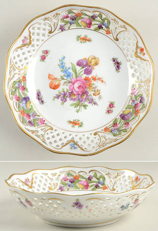 Dresden Line-Bouquet (Pierced) 8" Pierced Round Bowl