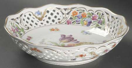 Dresden Line-Bouquet (Pierced) 9" Pierced Round Bowl