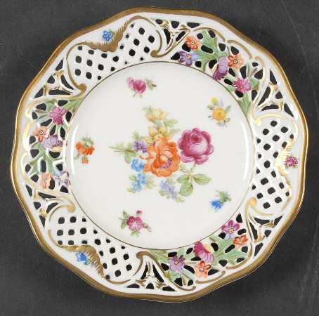 Dresden Line-Bouquet (Pierced) Small Bread & Butter Plate