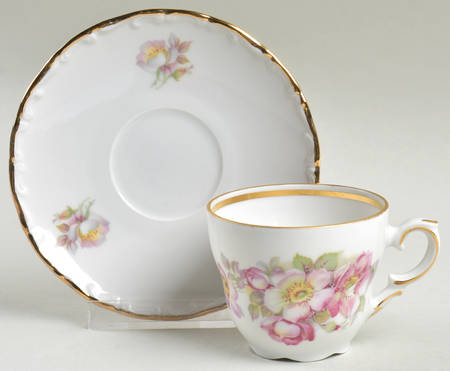 Briar Rose (Gold Trim) Flat Demitasse Cup & Saucer Set