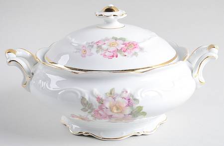 Briar Rose (Gold Trim) Round Covered Vegetable