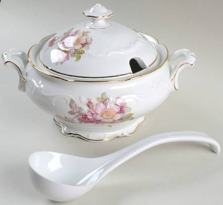 Briar Rose (Gold Trim) Tureen & Lid W/Ladle