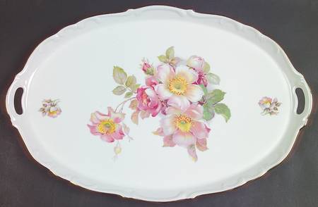 Briar Rose (Gold Trim) Large Oval Tray