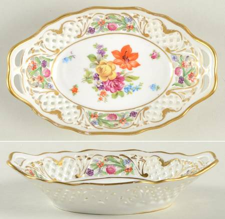 Dresden Line-Bouquet (Pierced) 6" Oval Tray