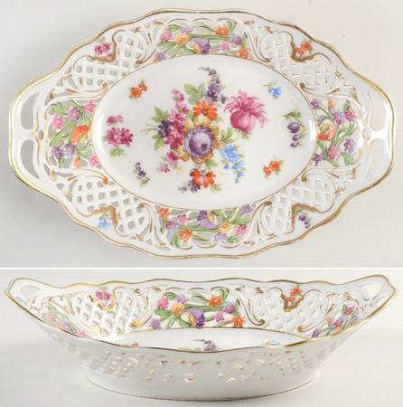 Dresden Line-Bouquet (Pierced) 10" Oval Pierced Basket