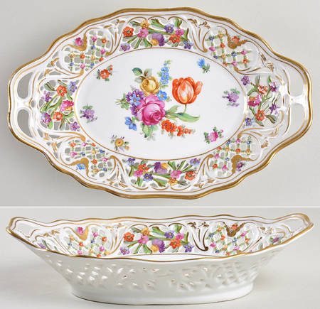 Chateau Dresden-Royal Dresner Art 9" Pierced Oval Bowl