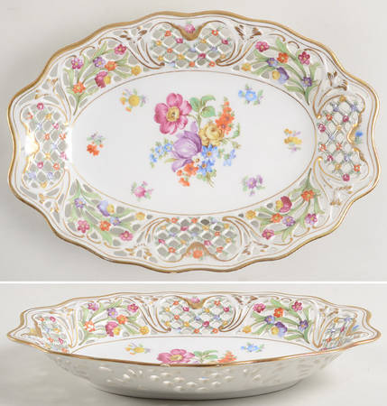 Chateau Dresden-Royal Dresner Art 10" Pierced Oval Bowl