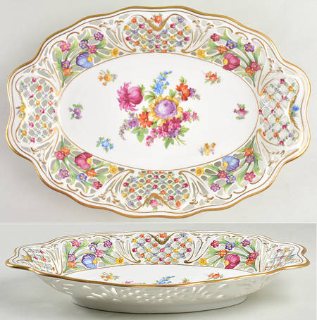 Chateau Dresden-Royal Dresner Art 12" Pierced Oval Bowl