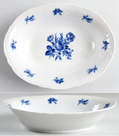 Cobalt Rose (No Trim or Inner Band) 9" Oval Vegetable Bowl
