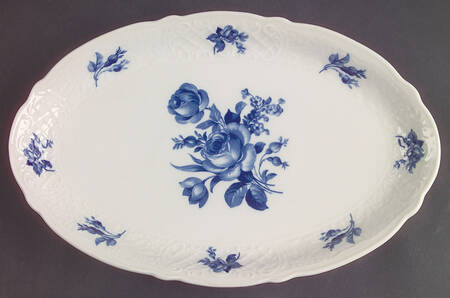 Cobalt Rose (No Trim or Inner Band) 12" Oval Serving Platter