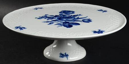 Cobalt Rose (No Trim or Inner Band) 12" Diameter Pedestal Cake Stand
