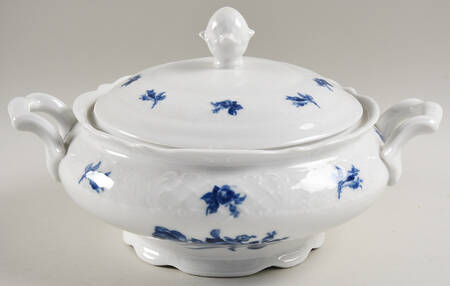 Cobalt Rose (No Trim or Inner Band) Round Covered Vegetable